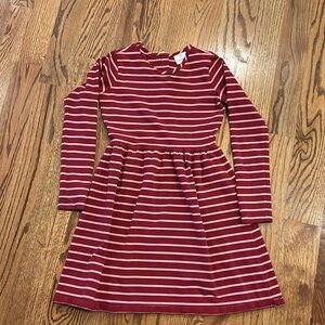 Hanna Andersson cotton wine red / rose pink striped dress (sz 12)